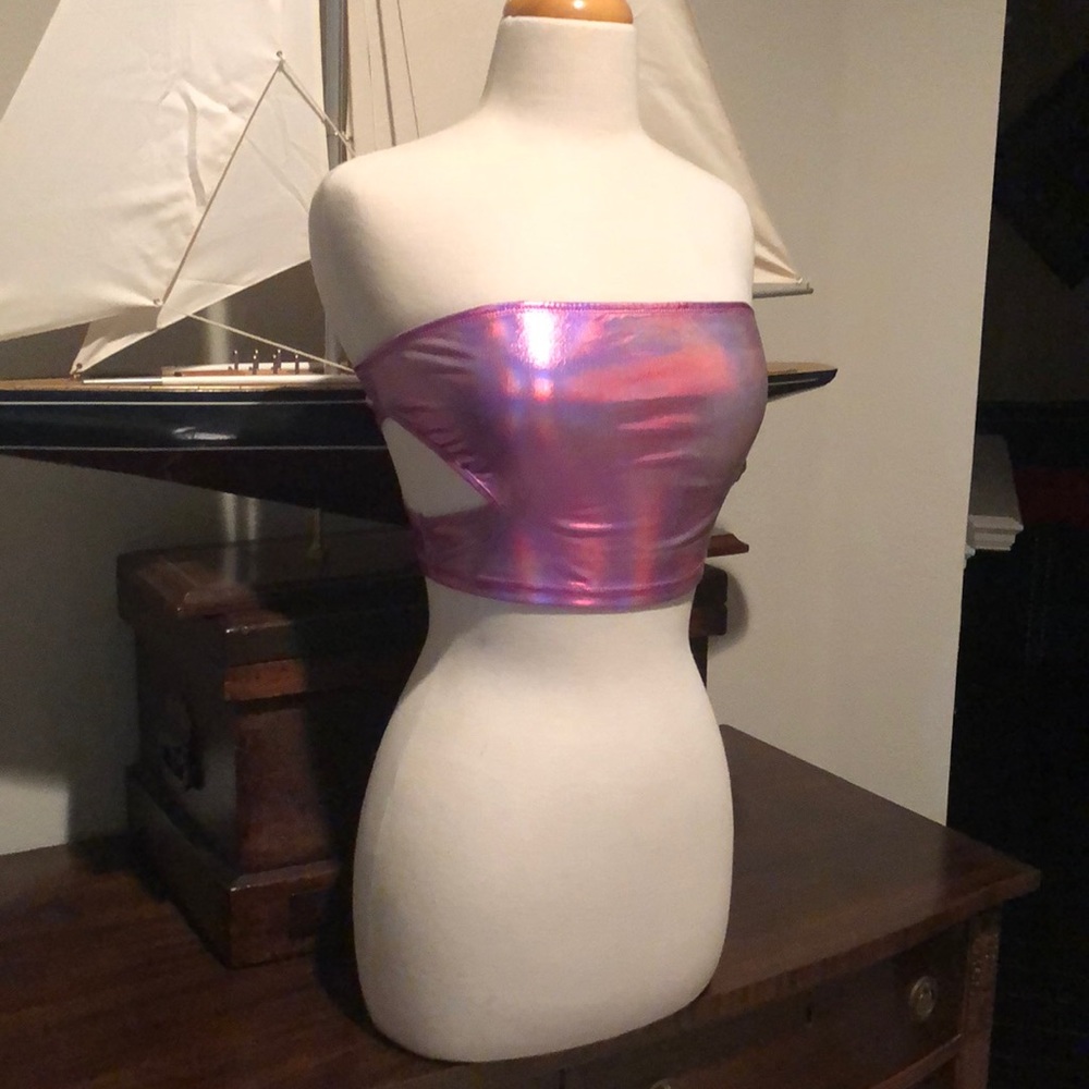 💜 5/$20 Dolls Kill Holographic Rave Tube Top